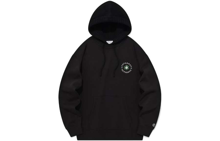COVERNAT Sweatshirts Unisex Black Hooded Moderate Mock Two Piece