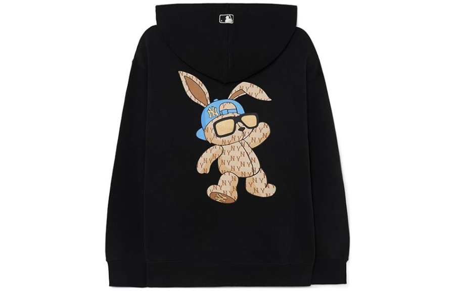 MLB New York Yankees Sweatshirts Unisex Black Hooded Moderate Regular