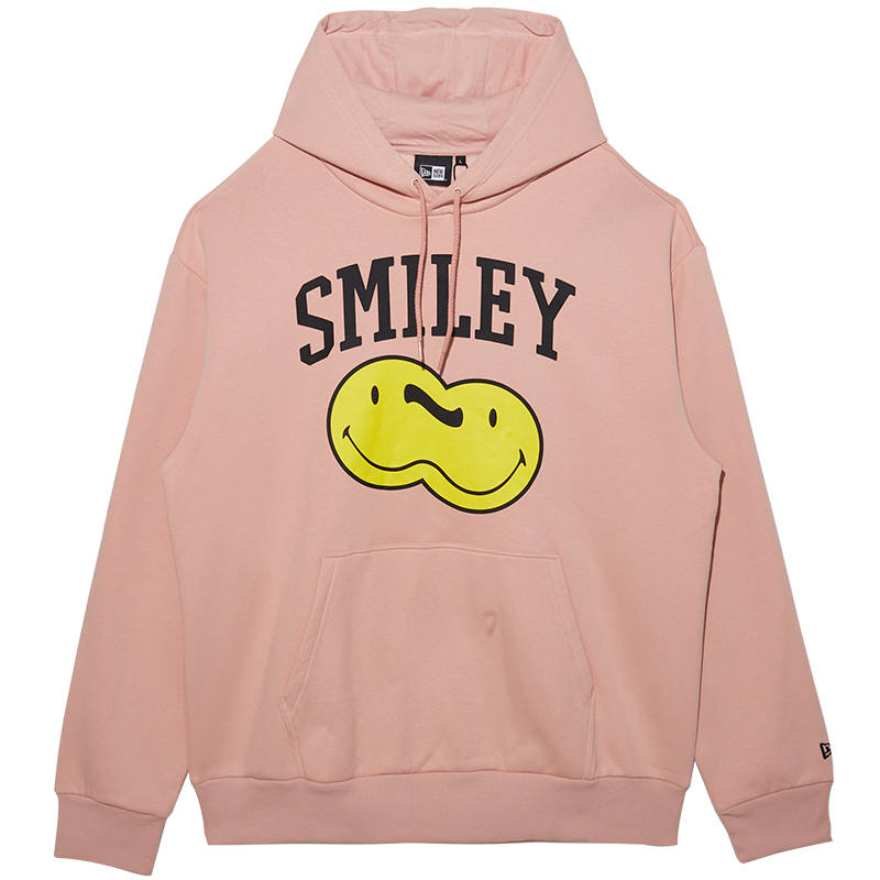 New Era × Smiley Sweatshirts Unisex Pink Hooded Non Detachable Moderate