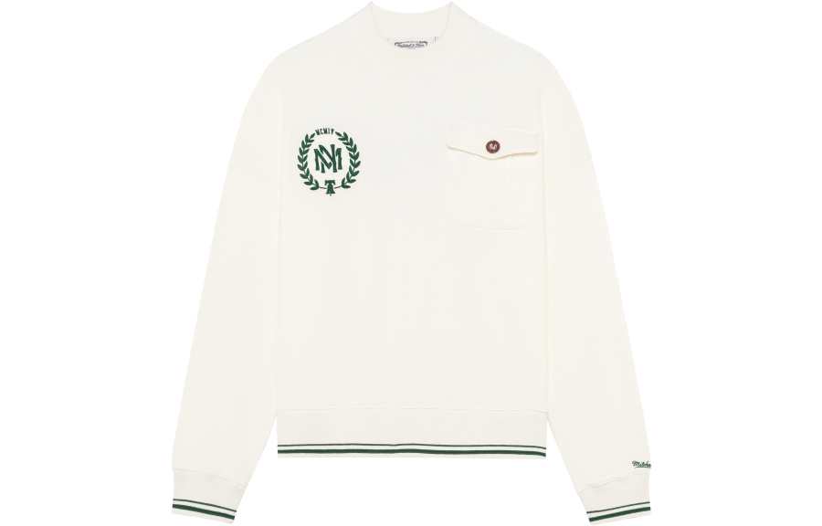 Mitchell Ness Mitchell Ness Sweatshirts Unisex White Crew Neck Moderate Regular