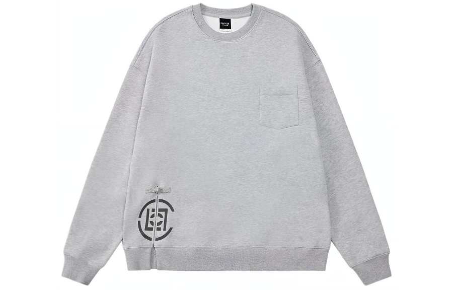 CLOT Kungfu Collection Sweatshirts Unisex Gray Crew Neck Thickened Regular
