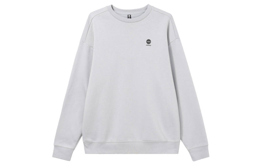 Adidas Neo Solid Color Logo Print Fleece Lined Long Sleeved Shirt Sweatshirt Unisex Gray