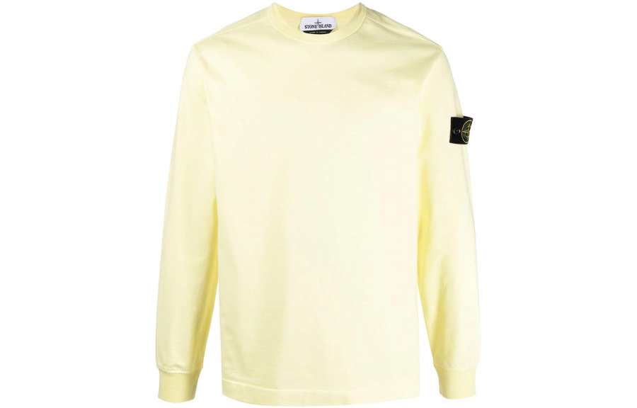 STONE ISLAND Sweatshirts Men's Yellow Crew Neck Moderate Heavyweight