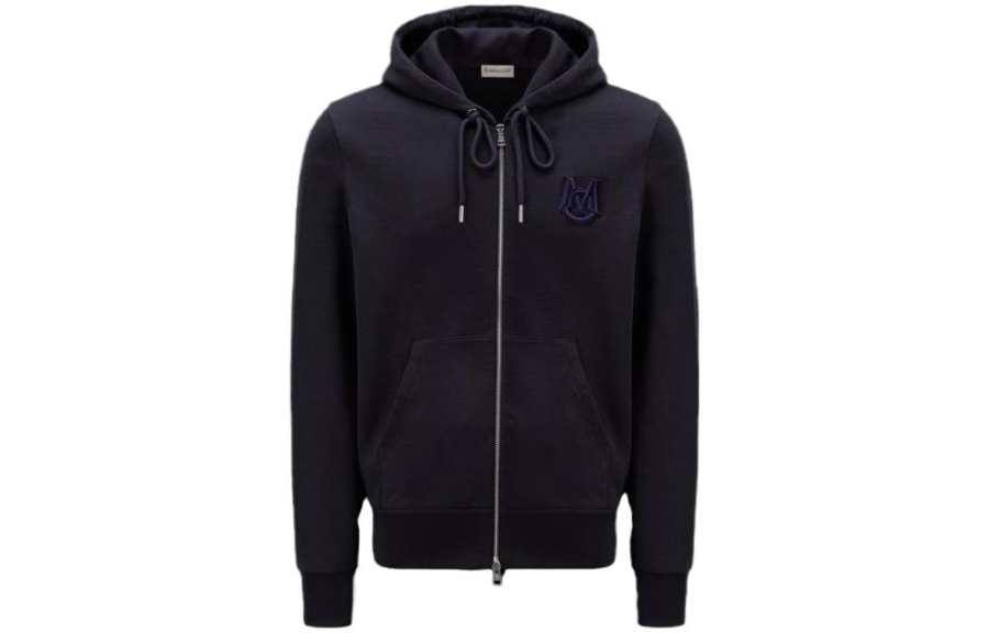 Moncler Sweatshirts Men's Black Hooded Non Detachable Moderate