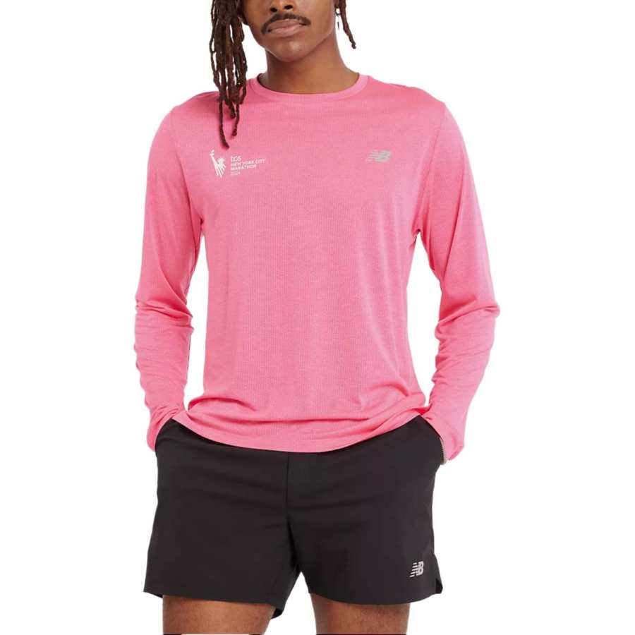 New Balance New Balance NYC Marathon AthleticsTCS T Shirt Men's Pink Heather