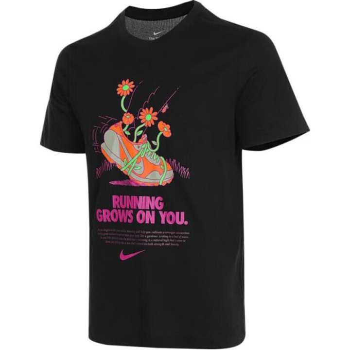 Nike Nike T Shirts Men's Black Crew Neck Moderate Straight Fit