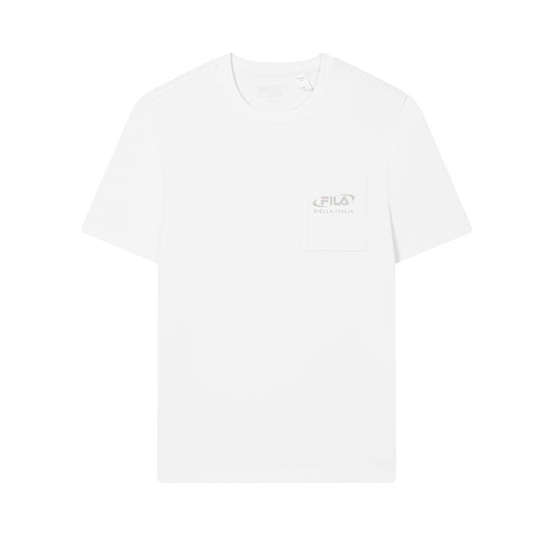 FILA T Shirts Men's Fresh Ivory Crew Neck Moderate Straight Fit