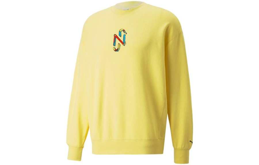 PUMA X Njr Series Sweatshirts Men's Yellow Crew Neck Moderate Regular