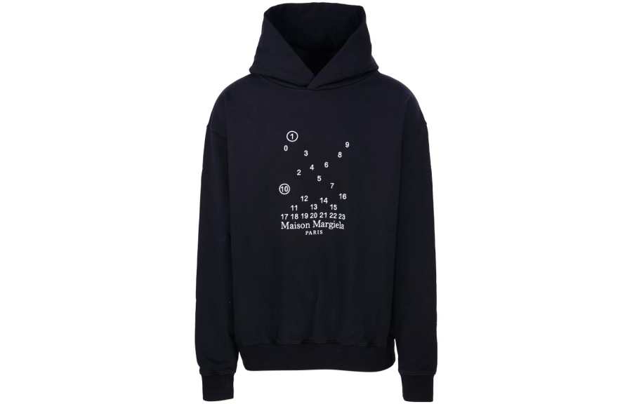 Maison Margiela Logo Printed Long Sleeved Hoodie