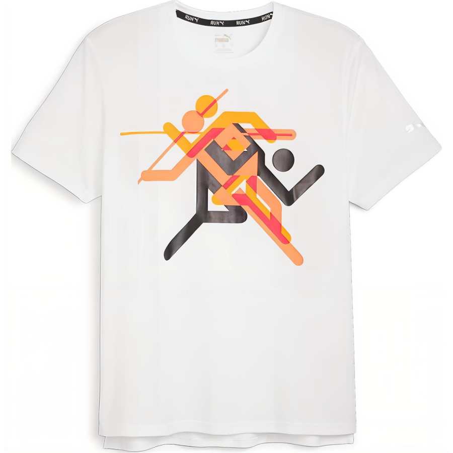 PUMA T Shirts Men's White Crew Neck Moderate Straight Fit