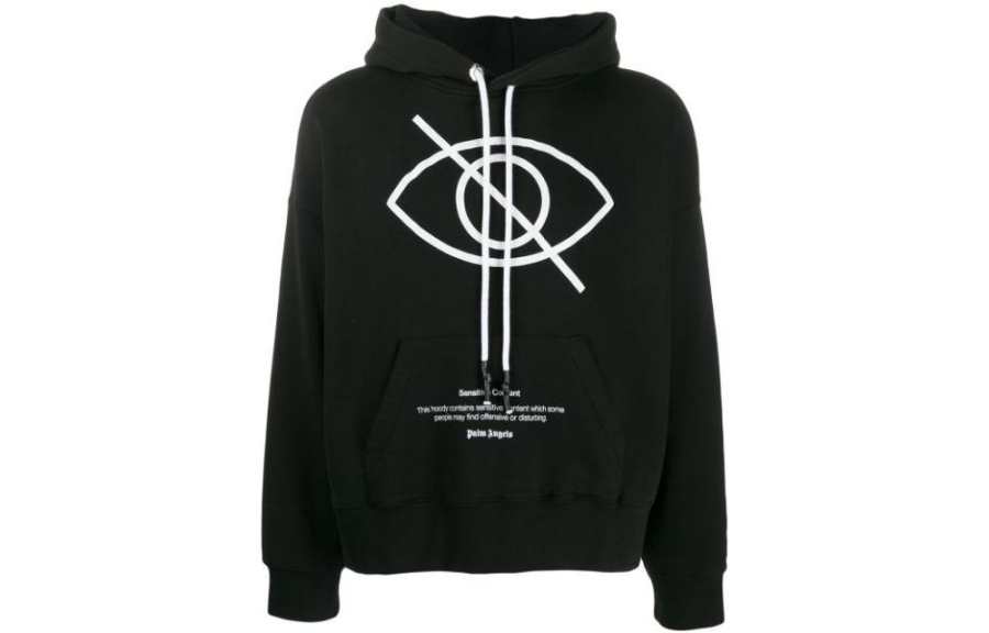 PALM ANGELS Sweatshirts Men's Black Hooded Moderate Regular