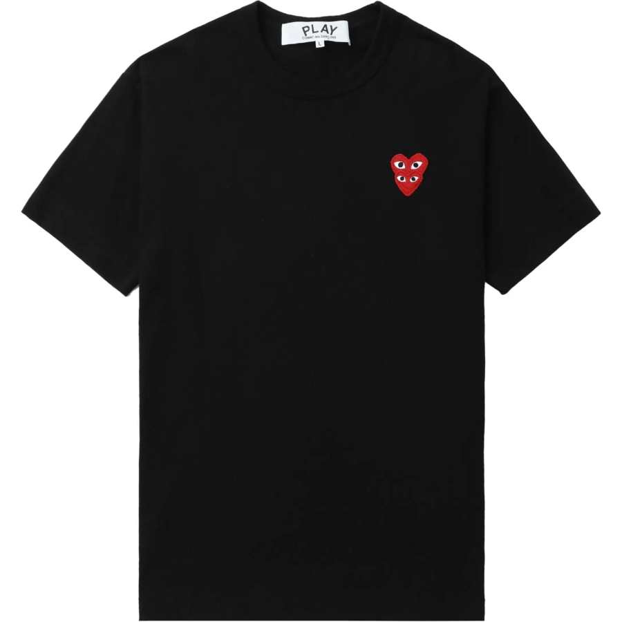 CDG Play T Shirts Men's Black Crew Neck Moderate