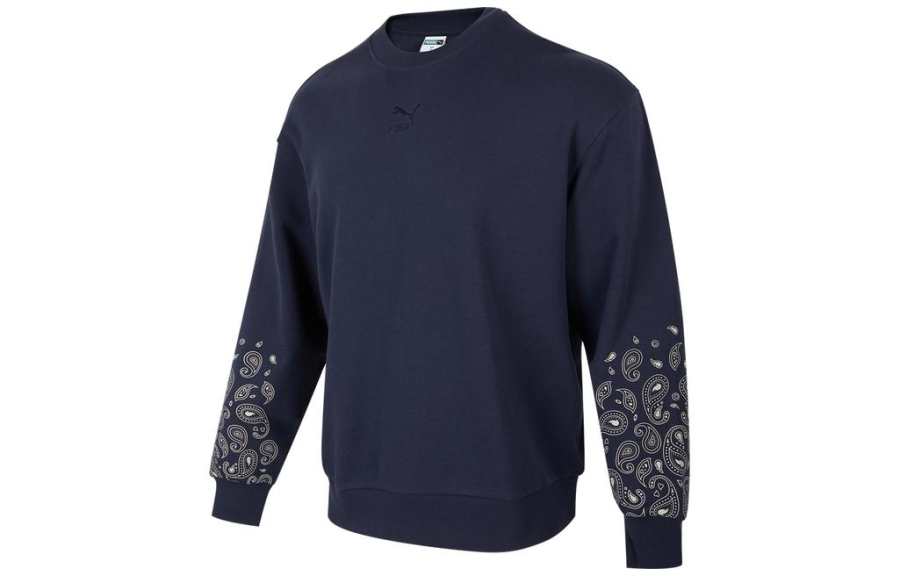 PUMA Paisley Sweatshirts Unisex Blue Crew Neck Moderate Other