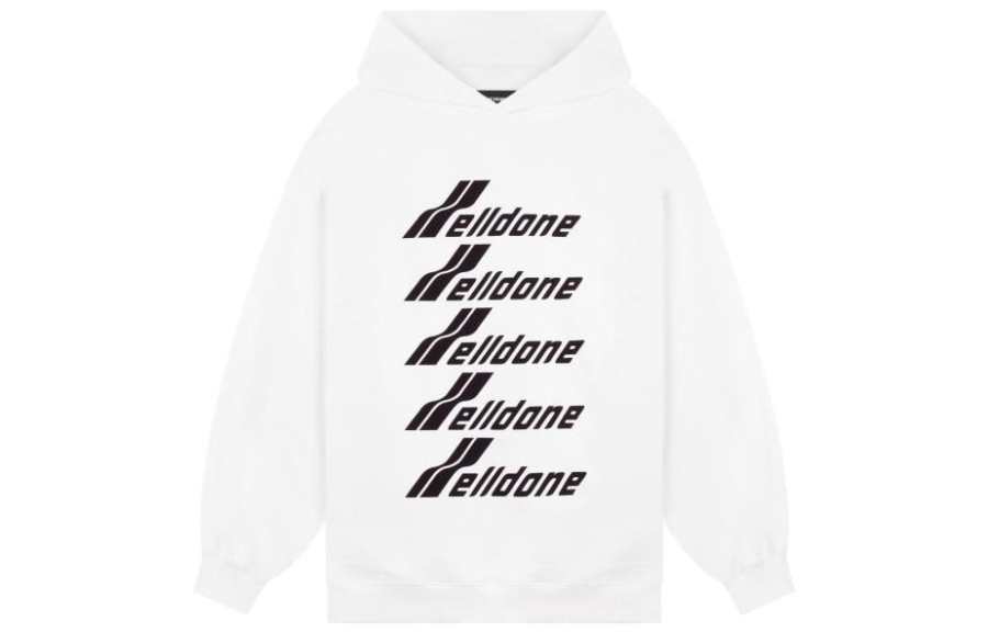 WE11DONE WE11DONE Multiple Front Logo Cotton Hoodie