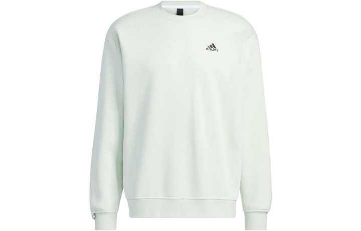 Adidas Adidas LABEL Solid Color Logo Printed Pattern Pullover Fleece Lined Long Sleeved Sweatshirt Unisex Light Green