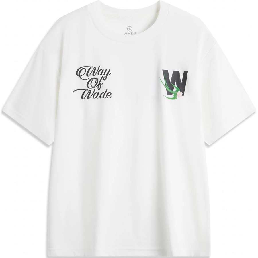 Li-Ning Li Ning T Shirts Men's Ivory Crew Neck Moderate Straight Fit