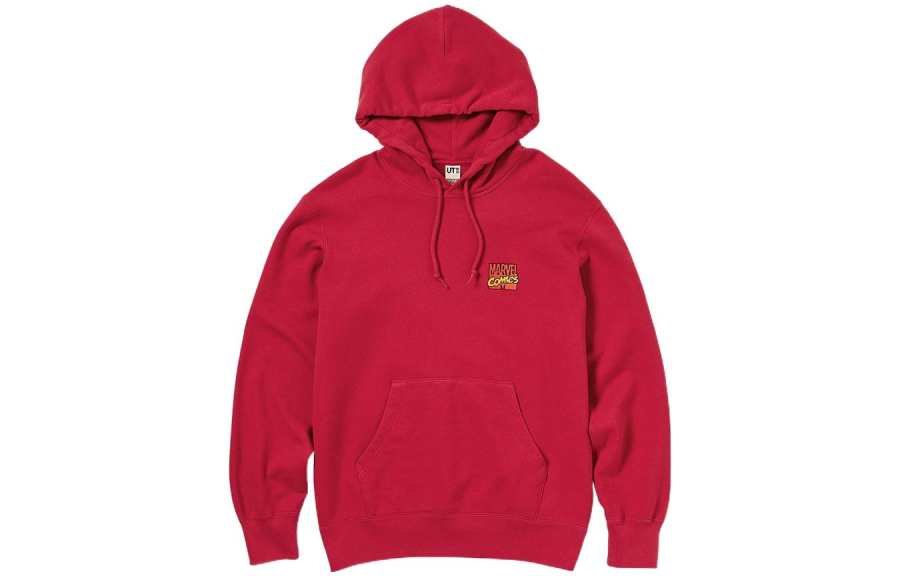 UNIQLO Sweatshirts Unisex Red Hooded Moderate Regular