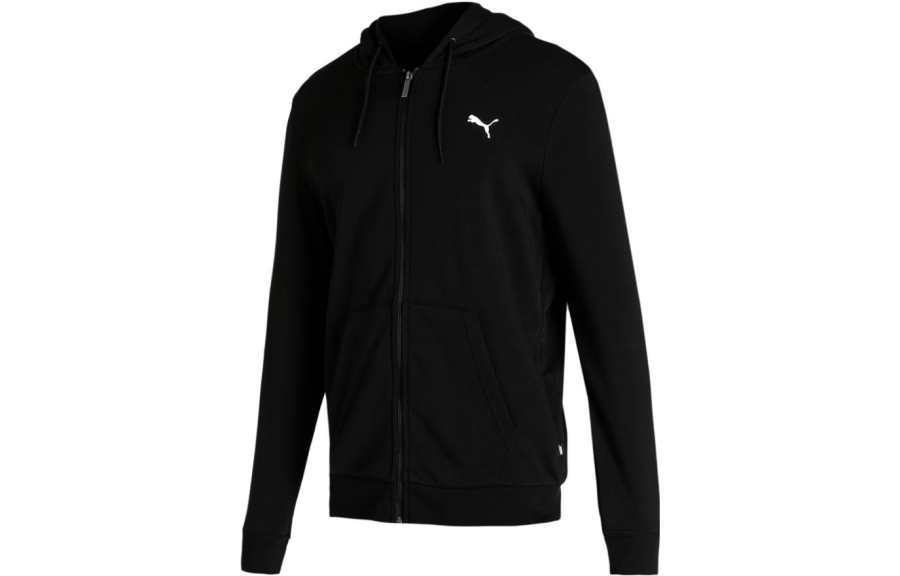 PUMA ESSENTIALS Sweatshirts Men's Black Hooded Moderate Cardigan