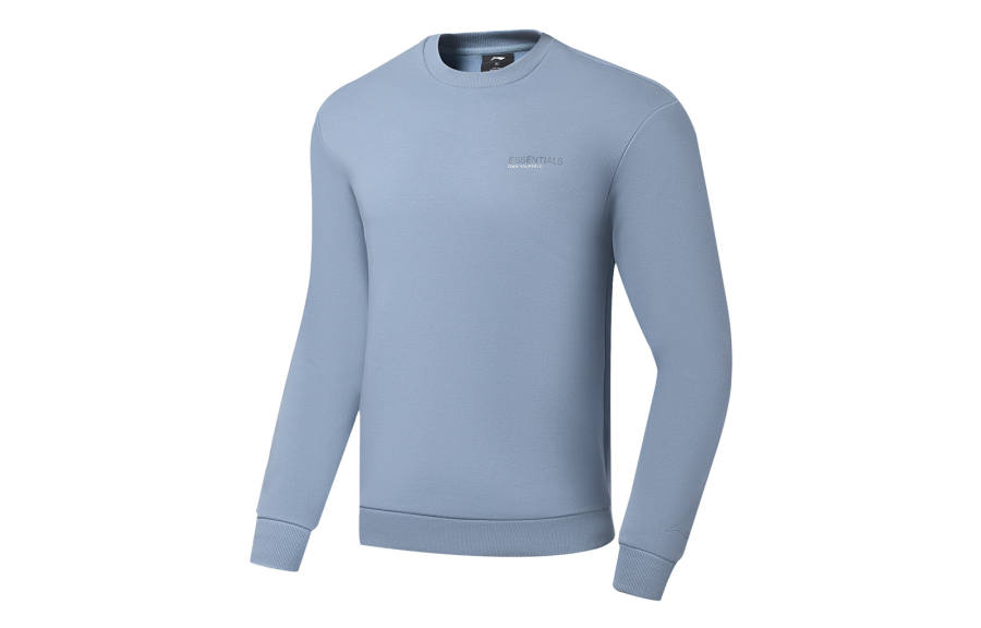 Li-Ning Li Ning Fitness Series Sweatshirts Men's Soft Gray Blue Crew Neck Thickened Regular