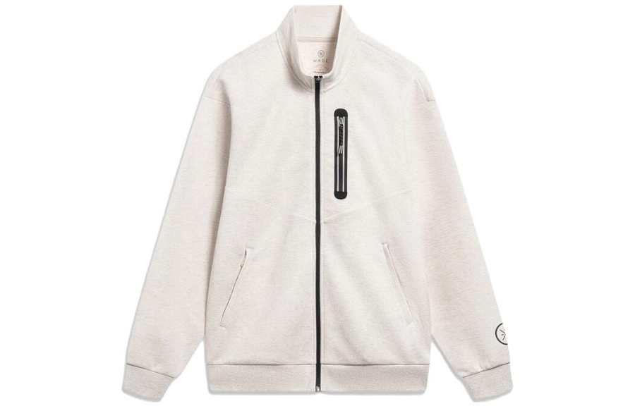 Li-Ning Li Ning Sweatshirts Men's Heather Gray Tile Gray Stand Collar Moderate Cardigan