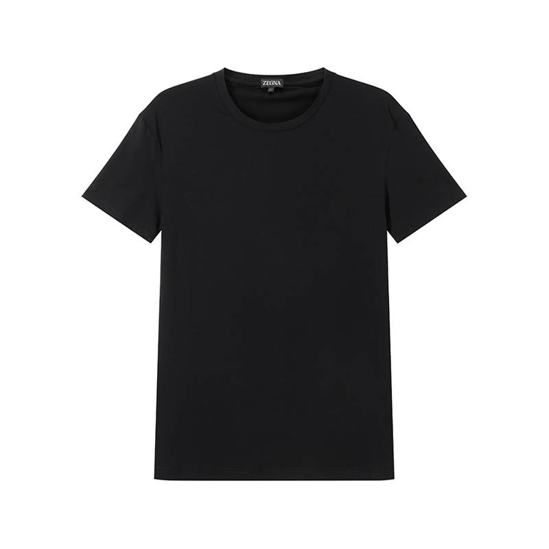 Ermenegildo Zegna Solid Color Crew Neck Pullover Slim Fit Short Sleeved SS24 T Shirt Men's Black