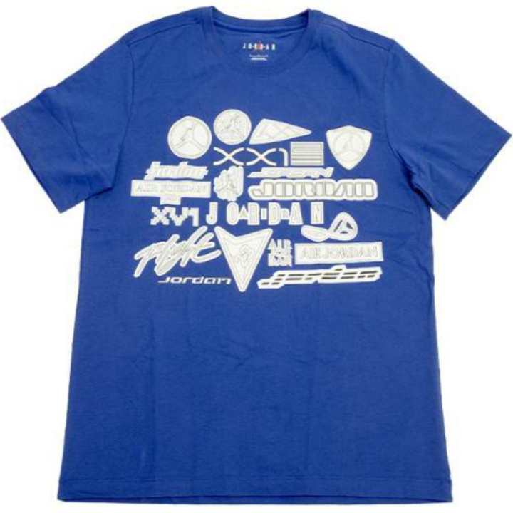 Jordan Jordan T Shirts Men's Blue Crew Neck Moderate Straight Fit