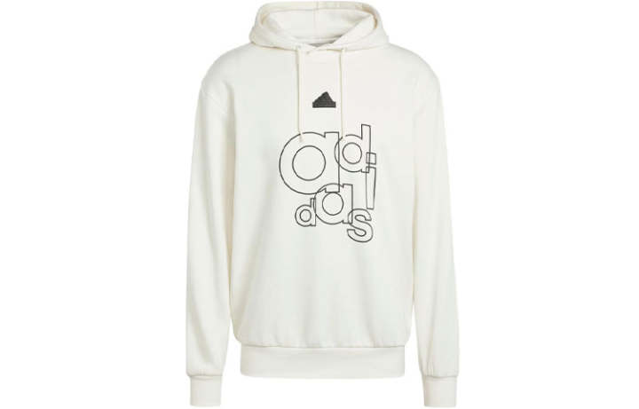 Adidas Adidas Graphic Print Fleece Hoodie Sweatshirt Men's White