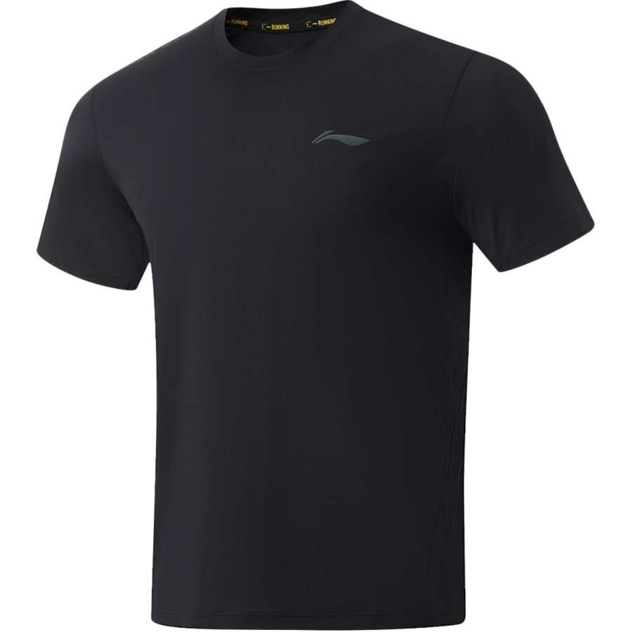 Li-Ning Li Ning Running Collection Running T Shirts Men's Black Crew Neck Moderate