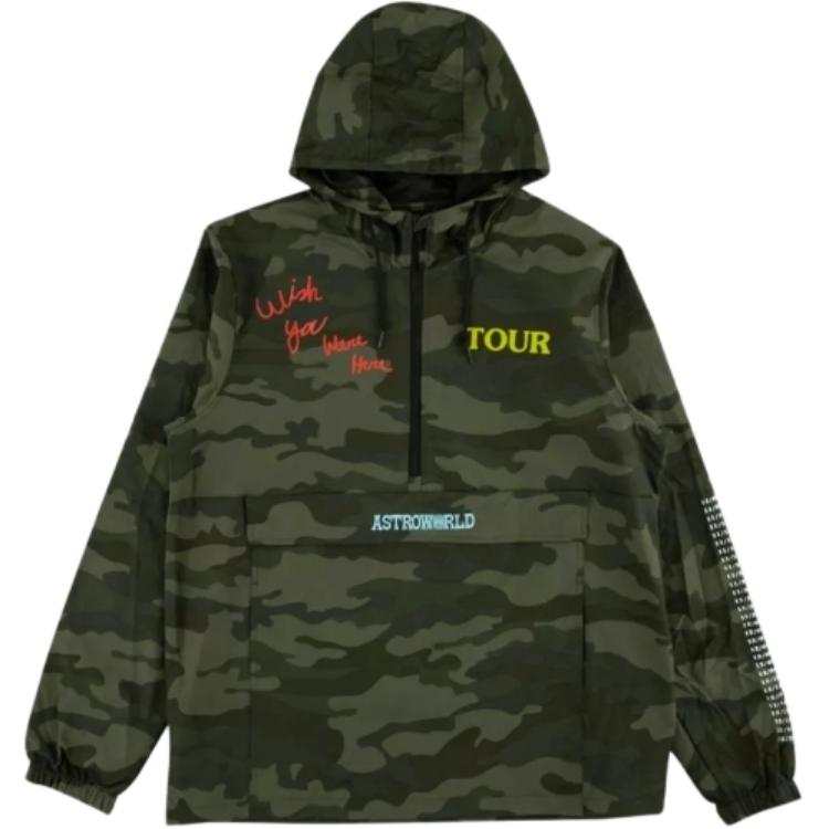 Travis Scott Sweatshirts Men's Green Camouflage Hooded Non Detachable Moderate