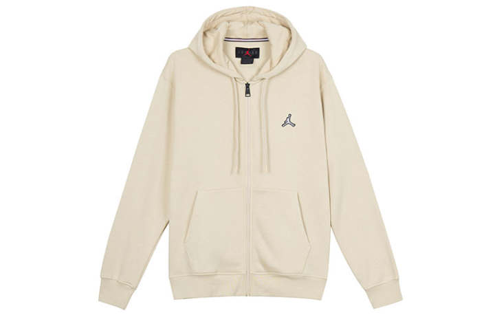 Jordan Jordan ESSENTIALS Solid Color Embroidery Logo Cardigan Zippers Hooded Fleece Lined Coat Sweatshirt Men's Yellow