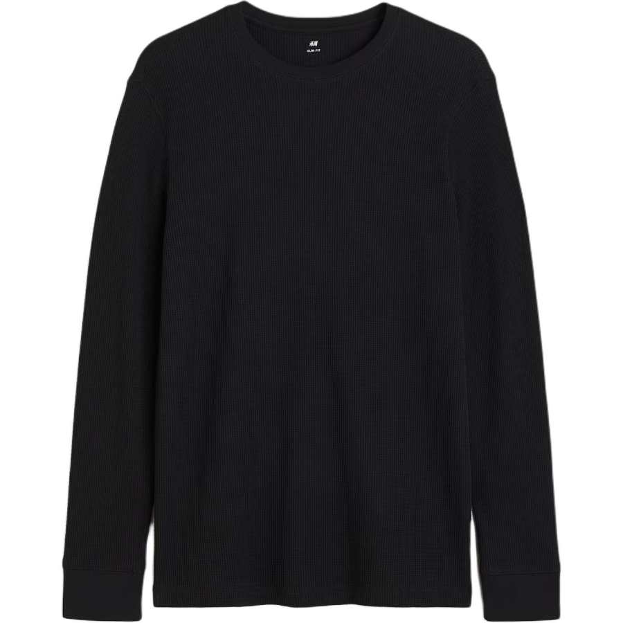 H&M T Shirts Men's Black Crew Neck Moderate Straight Fit