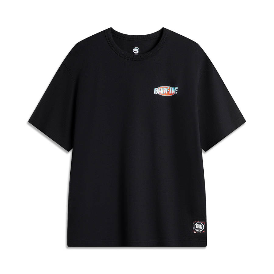 Li-Ning Li Ning BADFIVE T Shirts Men's Black Crew Neck Moderate