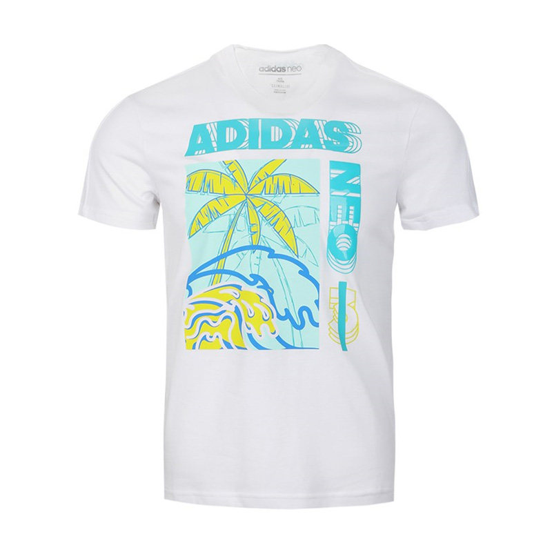 Adidas Neo T Shirts Men's White Crew Neck Moderate Straight Fit
