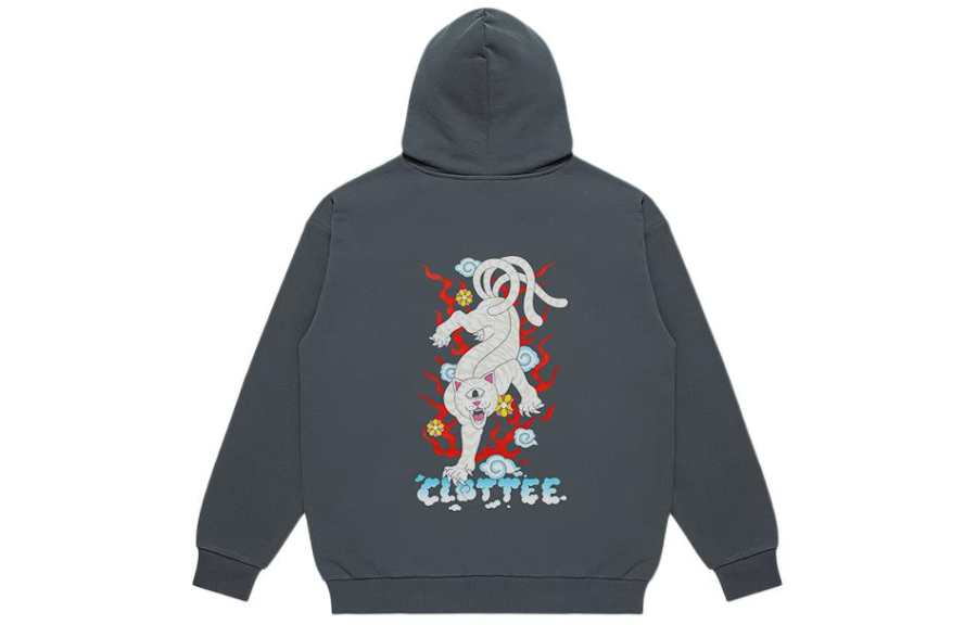 CLOT X RIPNDIP Sweatshirts Unisex Gray Hooded Moderate Regular