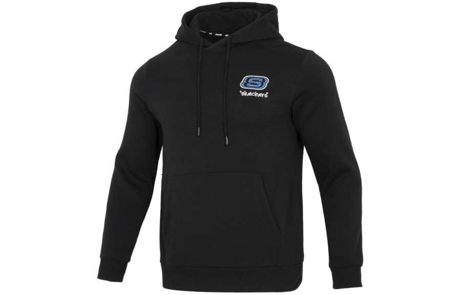 Skechers Colorful Hooded Fitted Long Sleeved Sweatshirt Unisex Black