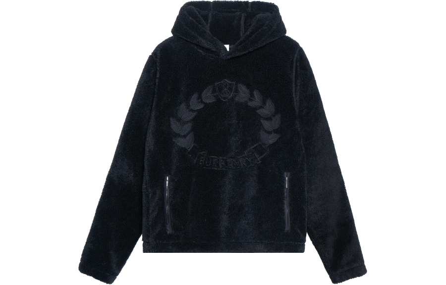 Burberry Embroidered Oak Leaf Crest Fleece Hoodie