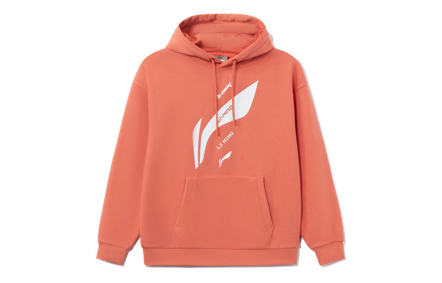 Li-Ning Li Ning Training Series Vintage Logo Print Fleece Lined Pullover Long Sleeved Sweatshirt Unisex Brick Red