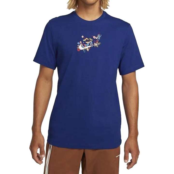 Nike Nike T Shirts Men's Blue Crew Neck Moderate Straight Fit