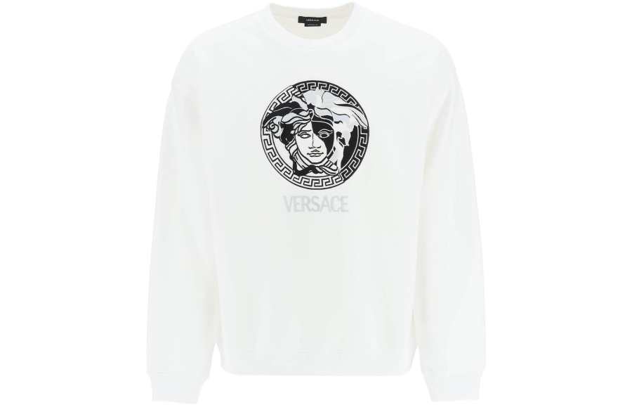 VERSACE VERSACE Sweatshirts Men's White Crew Neck Moderate Regular