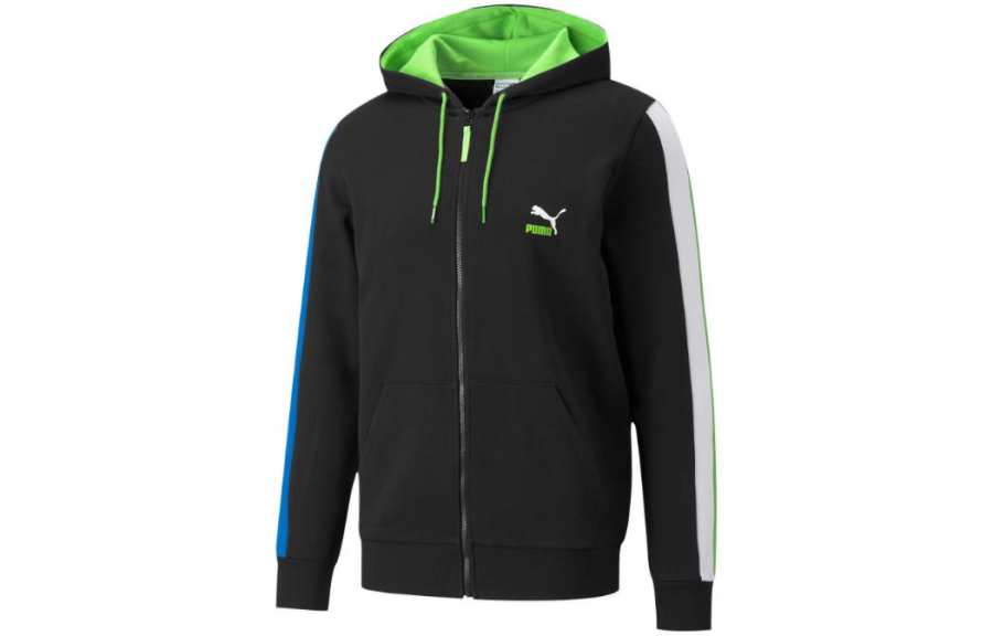 PUMA CLSX ColBlock Sweatshirts Men's Black Crew Neck Moderate Cardigan