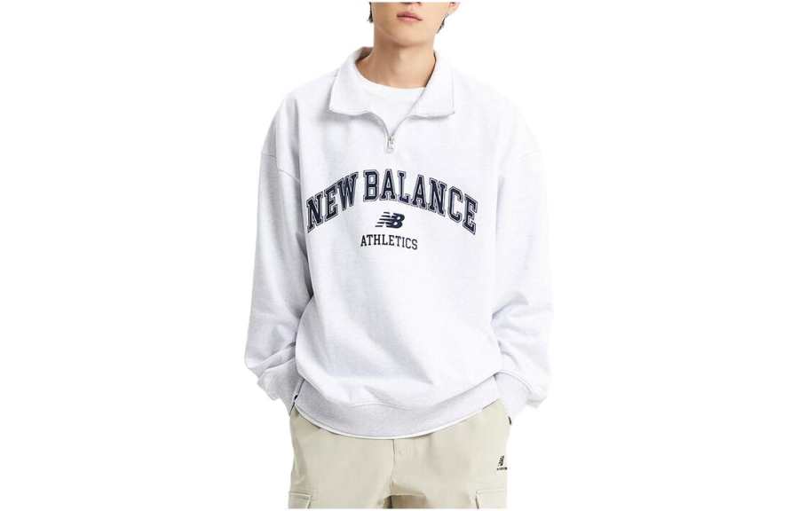 New Balance New Balance Sweatshirts Men's Gray Lapel Moderate Regular