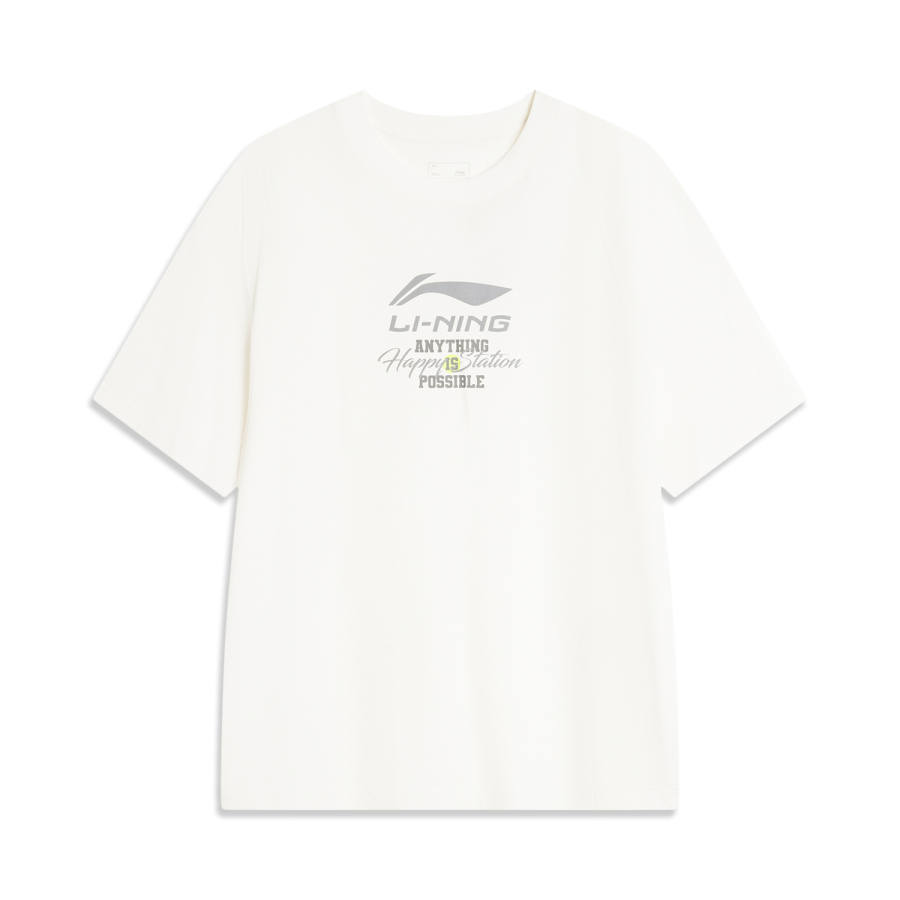 Li-Ning Li Ning Sports Life Collection T Shirts Men's Ivory Crew Neck Moderate