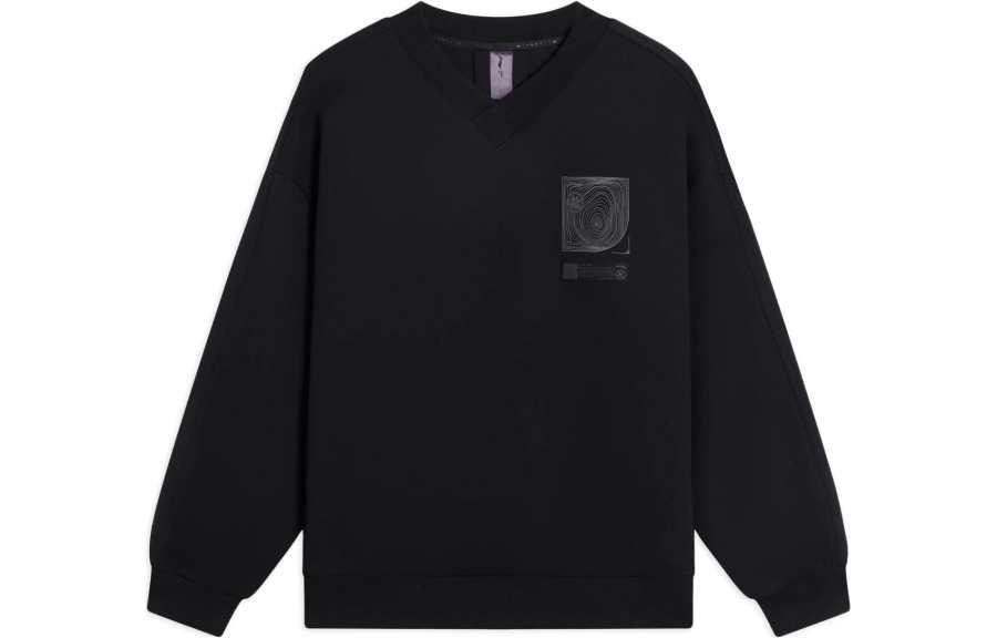 Li-Ning Li Ning Sweatshirts Unisex Black V Neck Moderate Regular