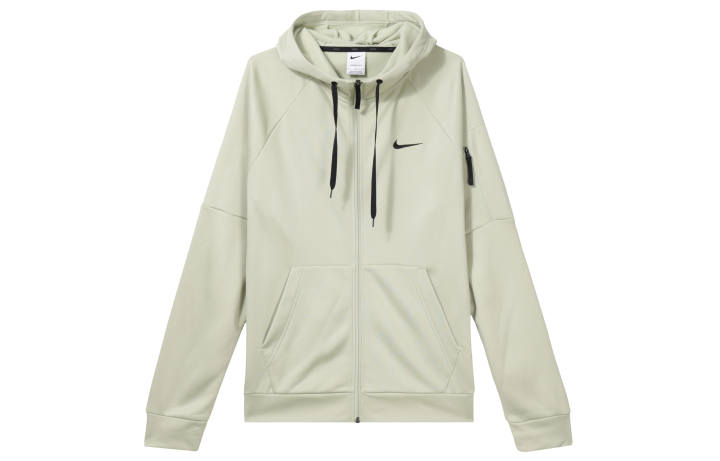 Nike Nike Therma FIT Solid Color Hooded Fleece Lined Zipper Casual Long Sleeved Cardigan Sweatshirt Men's Light Olive Green