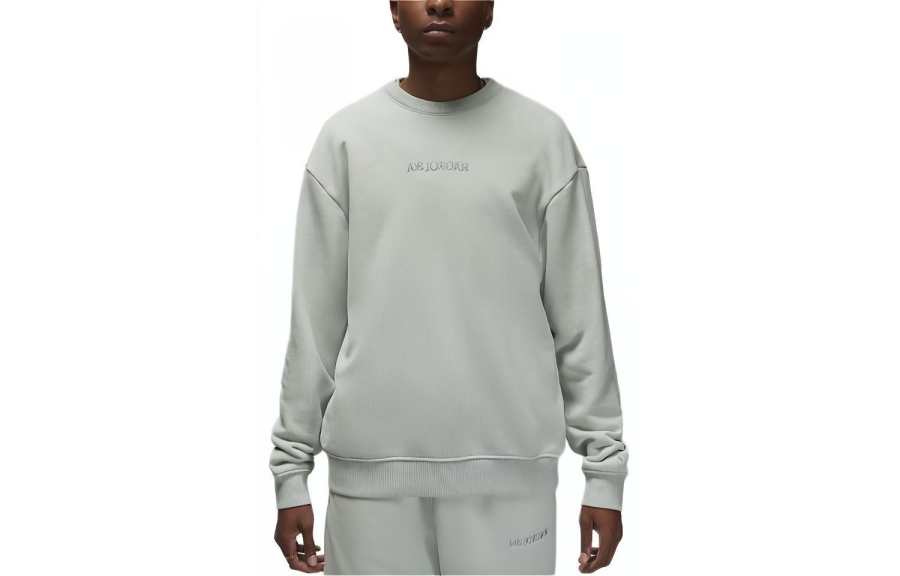 Jordan Jordan Air Wordmark Letter Embroidery Ribbed Crew Neck Thickened And Fleece Lined Sports Sweatshirt Men's Light Green
