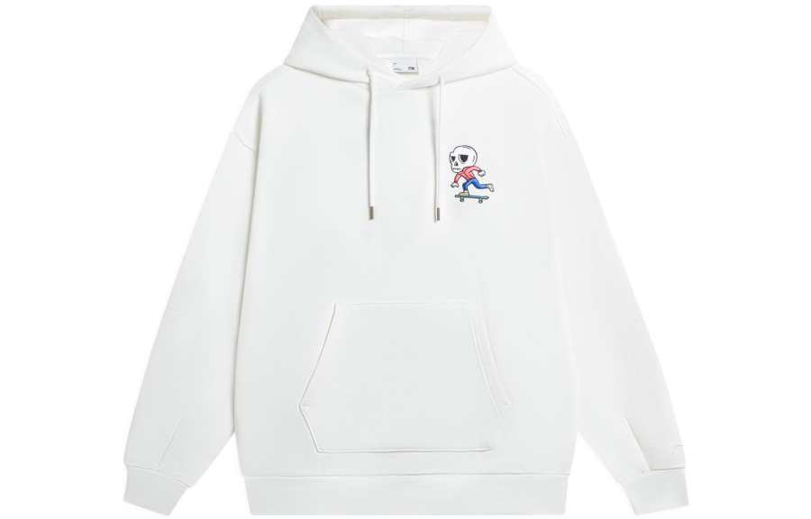 Li-Ning Li Ning Sweatshirts Unisex White Hooded Moderate Regular