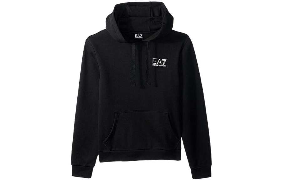 EMPORIO ARMANI EA7 Sweatshirts Men's Black Hooded Moderate Regular