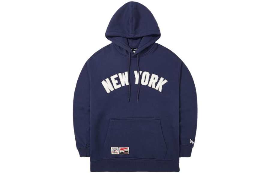 New Era MLB FW23 New York Yankees, Vintage Pullover Fleece Lined Letter Embroidery Sweatshirt Unisex Navy Blue
