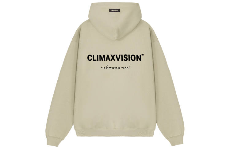 CLIMAX VISION Press Glue Letter Print Thickened And Fleece Lined Vintage Streetwear Zippered Hooded Cardigan Sweatshirt