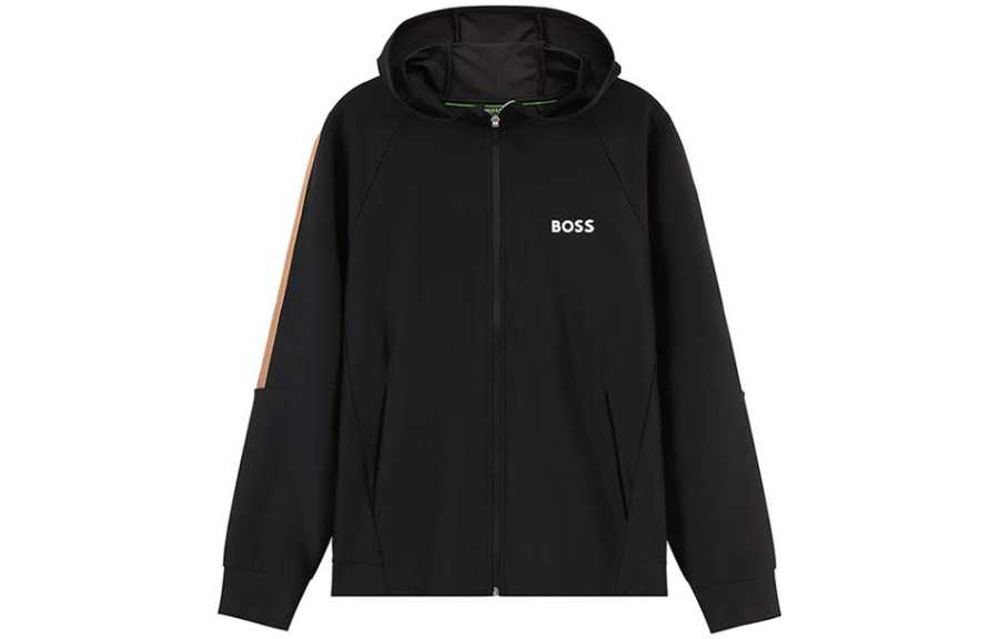 HUGO BOSS Logo-Printed Zipped Hoodie